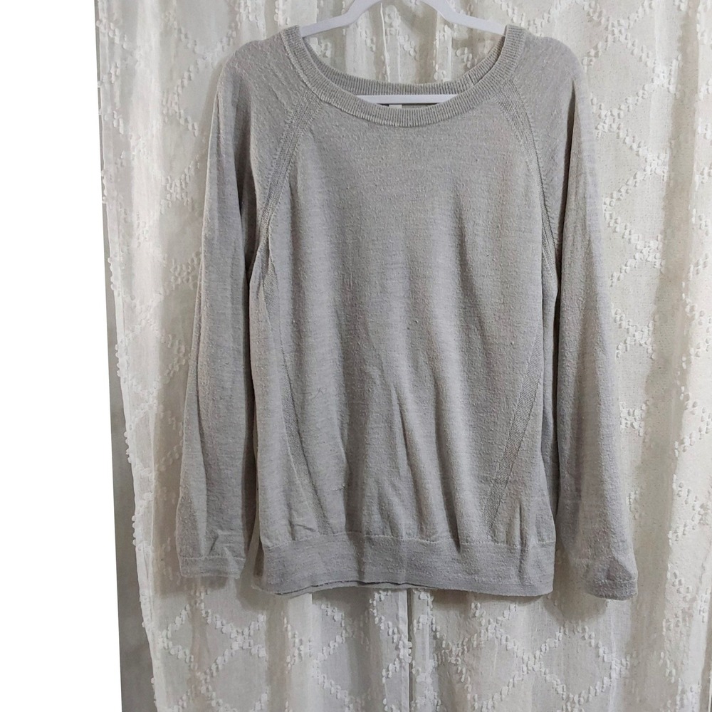 Lululemon Heathered Grey 100% Merino Wool Raglan Crewneck Sweater Womens 8
